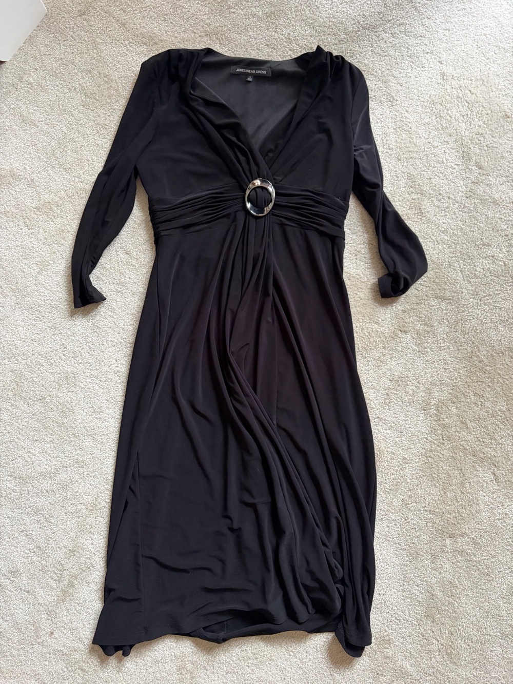 🔥 SALE! 5 for $20 🛍️ Jones New York Black Knot-Front Midi Dress